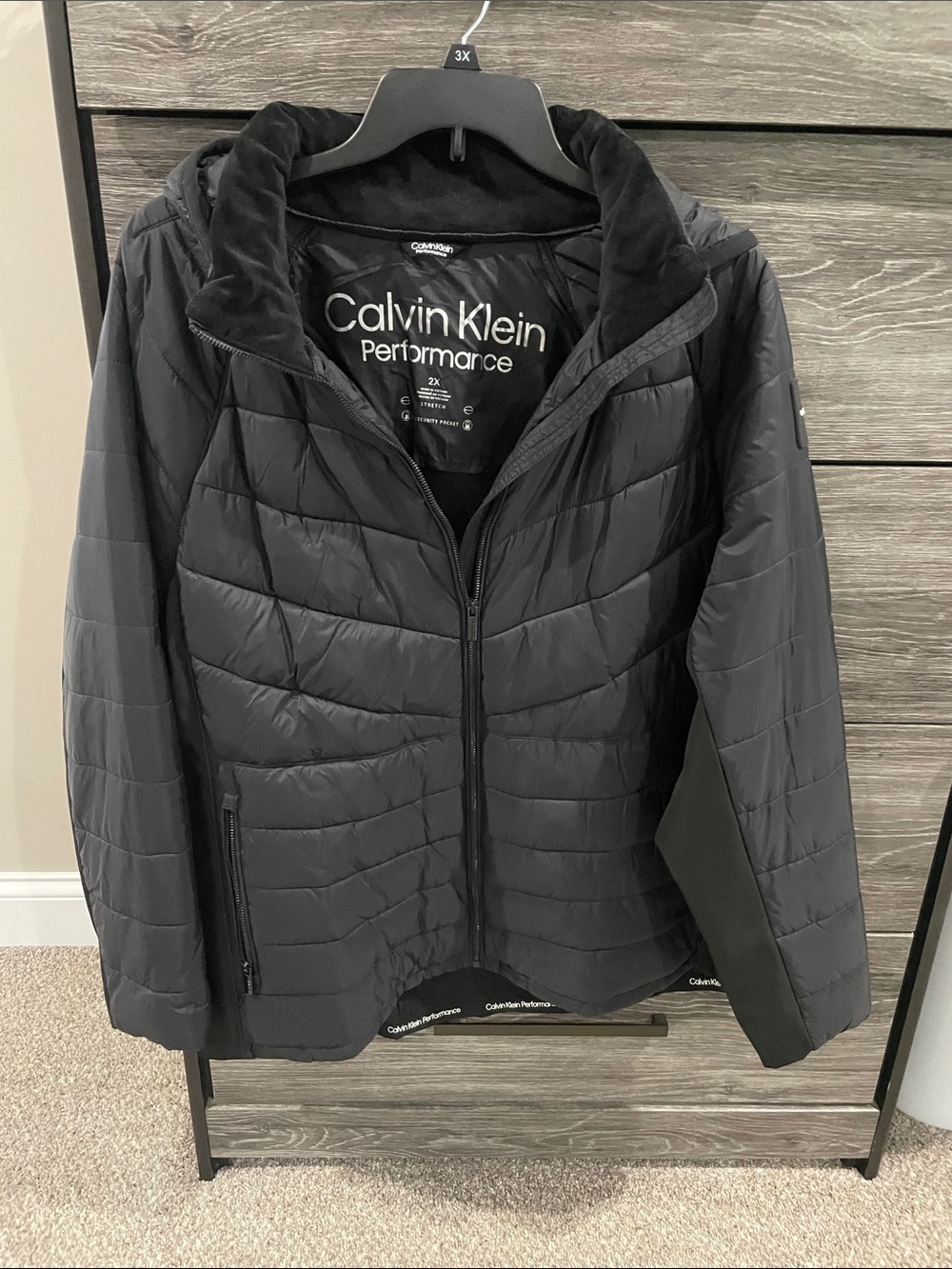 Calvin Klein Performance Black Quilted Hooded Puffer Jacket
